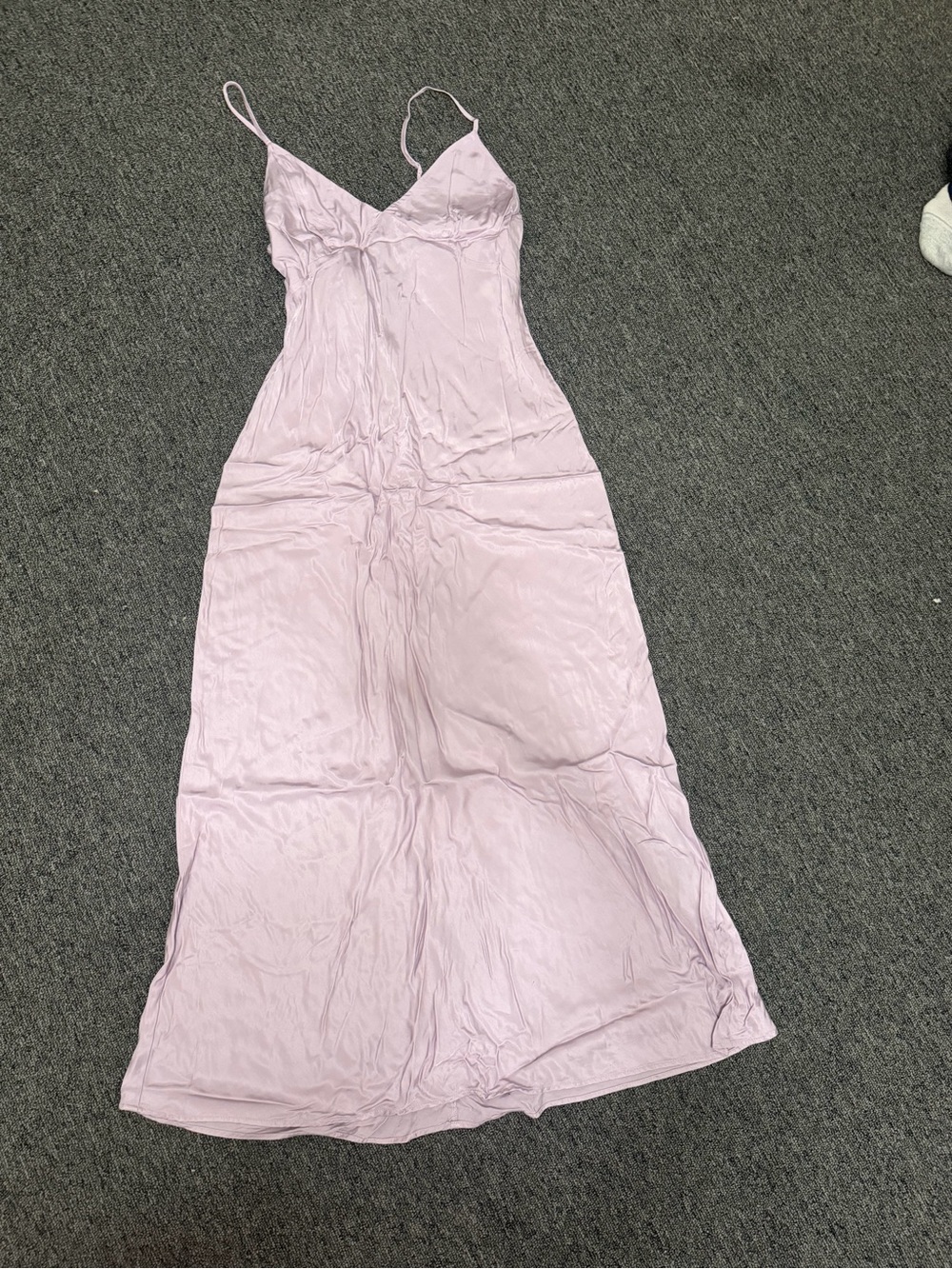 Light Pink Satin Maxi Slip Dress with Spaghetti Straps